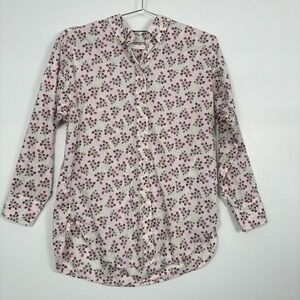 J Crew Shirt Womens 4 Pink Blackberry Floral Button Front Long Sleeve Top Cotton
